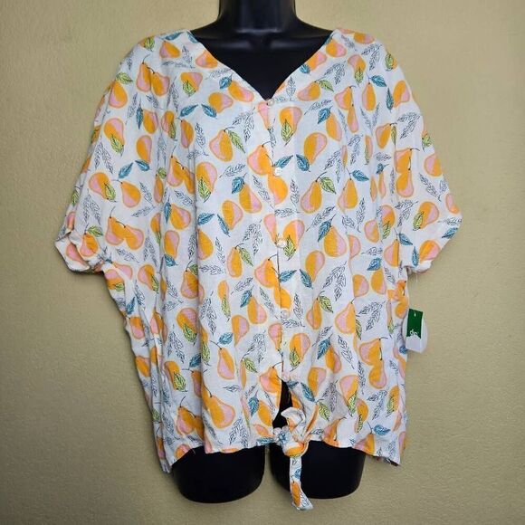 NWT Dip Linen Blend Pear Top - Picture 1 of 10